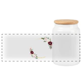Flower circle customizable - Panoramic Cookie Jar with Wooden Lid - white - Front