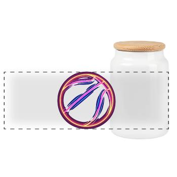 Basketball Retrowave - Panoramic Cookie Jar with Wooden Lid - white - Front
