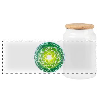 Green mandala with spiritual pattern - Panoramic Cookie Jar with Wooden Lid - white - Front