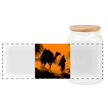 Wild Desert - Panoramic Cookie Jar with Wooden Lid - white - Front