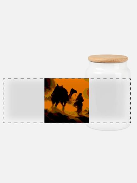 Wild Desert - Panoramic Cookie Jar with Wooden Lid - white