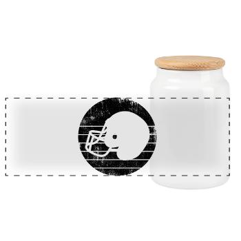 Casque de football américain - Boîte à biscuits avec couvercle en bois - blanc - Devant