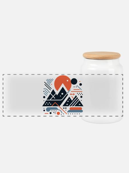 Montagnes - Boîte à biscuits avec couvercle en bois - blanc