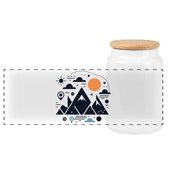 Montagnes - Boîte à biscuits avec couvercle en bois - blanc - Devant