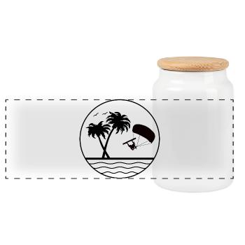 Kite Dreams by the Sea - Panoramic Cookie Jar with Wooden Lid - white - Front