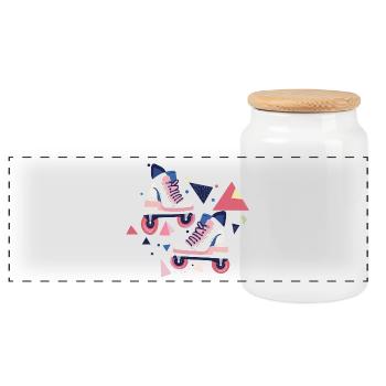 patins à roulettes motif des années 90 - Boîte à biscuits avec couvercle en bois - blanc - Devant