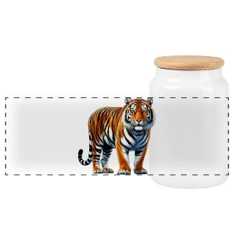 Tigre - Boîte à biscuits avec couvercle en bois - blanc - Devant