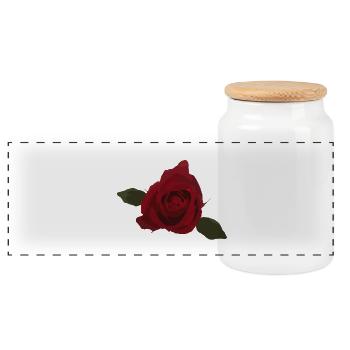 Rote Rose, Blume, Draufsicht - Panorama Keksdose mit Holzdeckel - Weiß - Vorne
