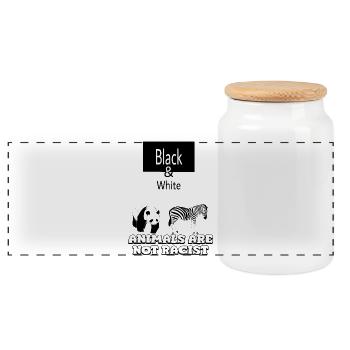 Black & White - Panoramic Cookie Jar with Wooden Lid - white - Front