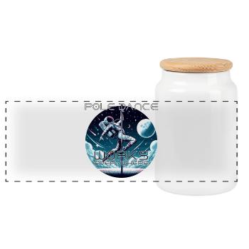 Pole dance astronaute Pole Dance cadeau - Boîte à biscuits avec couvercle en bois - blanc - Devant