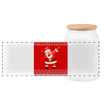 Frohe Weihnachten, frohe Feiertage, Weihnachtsmann - Panorama Keksdose mit Holzdeckel - Weiß - Vorne
