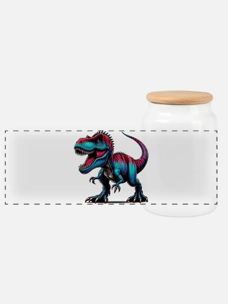 Dinosaurier - Panorama Keksdose mit Holzdeckel - Weiß
