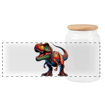 Dinosaurier - Panorama Keksdose mit Holzdeckel - Weiß - Vorne