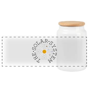 The Solar System (black) - Panoramic Cookie Jar with Wooden Lid - white - Front