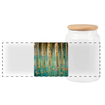 Abstract forest of flowers and reflections - Panoramic Cookie Jar with Wooden Lid - white - Front