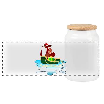 CHRISTMAS KANGAROO SLEIGH - Panoramic Cookie Jar with Wooden Lid - white - Front