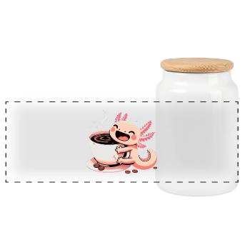 Tasse à café Axolotl Cadeau - Boîte à biscuits avec couvercle en bois - blanc - Devant