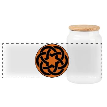 étoile celte orange - Boîte à biscuits avec couvercle en bois - blanc - Devant