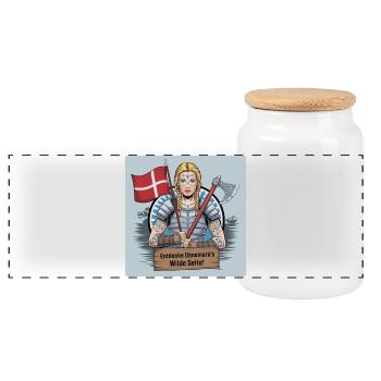 Schildmaiden - Discover the wild side of Denmark - Panoramic Cookie Jar with Wooden Lid - white - Front
