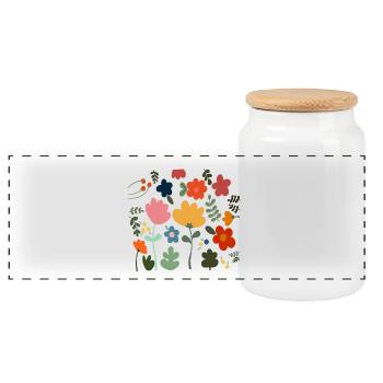 Flower Power Blumen Design - Floral Hippie Style - Panorama Keksdose mit Holzdeckel - Weiß - Vorne
