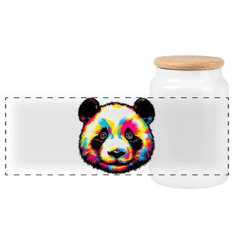 Panda - Panoramic Cookie Jar with Wooden Lid - white - Front