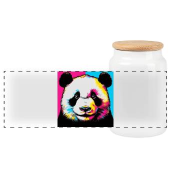Panda - Panorama Keksdose mit Holzdeckel - Weiß - Vorne