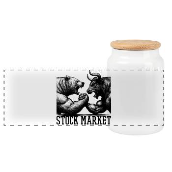 Bourse Marché boursier Bull Bull Bear Cadeau - Boîte à biscuits avec couvercle en bois - blanc - Devant