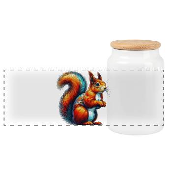 Écureuil - Boîte à biscuits avec couvercle en bois - blanc - Devant