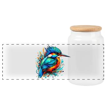 Martin-pêcheur - Boîte à biscuits avec couvercle en bois - blanc - Devant
