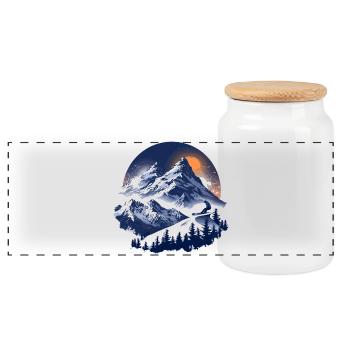 Snowboarding Graphics - Panoramic Cookie Jar with Wooden Lid - white - Front