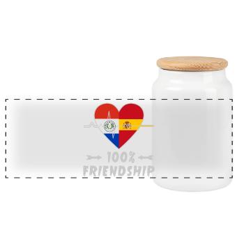 Paraguay und Spanien 100% Freundschaft - Panorama Keksdose mit Holzdeckel - Weiß - Vorne