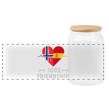Norwegen und Spanien 100% Freundschaft - Panorama Keksdose mit Holzdeckel - Weiß - Vorne