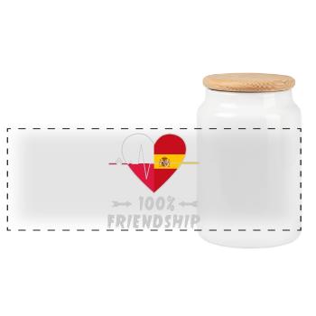 100 % amitié entre la Pologne et l'Espagne - Boîte à biscuits avec couvercle en bois - blanc - Devant