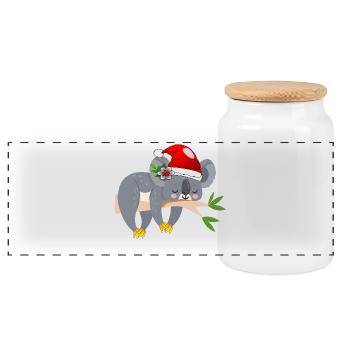 WEIHNACHTEN KOALA BÄR - Panorama Keksdose mit Holzdeckel - Weiß - Vorne