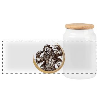 Lion dans le style rappeur – un design urbain puissant ! - Boîte à biscuits avec couvercle en bois - blanc - Devant