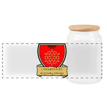 Languedocien-Roussillonnais - Boîte à biscuits avec couvercle en bois - blanc - Devant