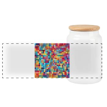 buntes Mosaik Poster Design Mosaik Mosaik Mosaik - Panorama Keksdose mit Holzdeckel - Weiß - Vorne