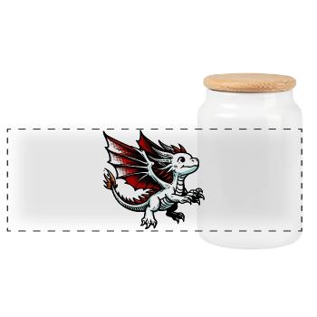Dragon - Panoramic Cookie Jar with Wooden Lid - white - Front