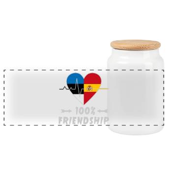 Estland und Spanien 100% Freundschaft - Panorama Keksdose mit Holzdeckel - Weiß - Vorne
