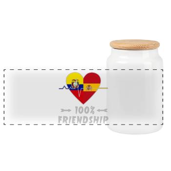 L'Equateur et l'Espagne : amitié à 100 % - Boîte à biscuits avec couvercle en bois - blanc - Devant