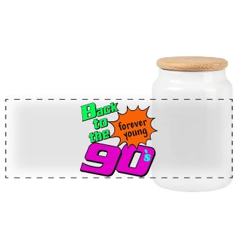 90s Party , Theme Party , Back to the 90s ( 25) - Panoramic Cookie Jar with Wooden Lid - white - Front