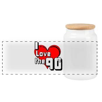 90s Party , Theme Party , 90s Love (25) - Panoramic Cookie Jar with Wooden Lid - white - Front