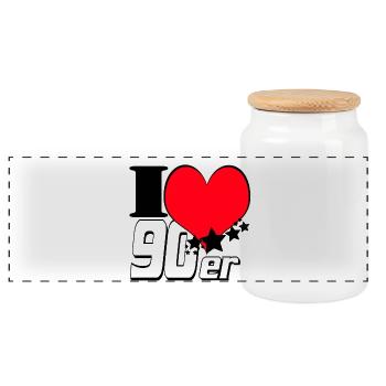 90s Party , Theme Party , 90s Outfit (25) - Panoramic Cookie Jar with Wooden Lid - white - Front
