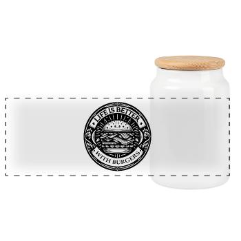 La vie est meilleure avec les burgers | Tatouage Vintage - Boîte à biscuits avec couvercle en bois - blanc - Devant