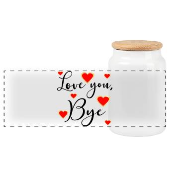 LOVE YOU BYE - Farewell - Panoramic Cookie Jar with Wooden Lid - white - Front