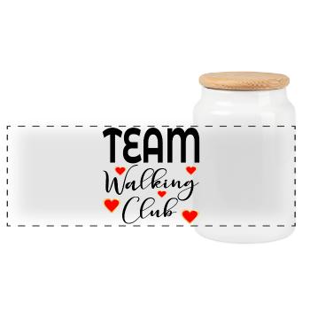 TEAM WALKING CLUB - Panoramic Cookie Jar with Wooden Lid - white - Front