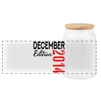 12. GEBURTSTAG DEZEMBER 2014 - Panorama Keksdose mit Holzdeckel - Weiß - Vorne
