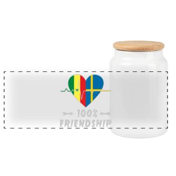 Senegal und Schweden 100% Freundschaft - Panorama Keksdose mit Holzdeckel - Weiß - Vorne