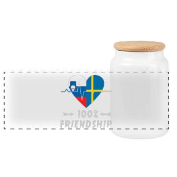 Slowenien und Schweden 100% Freundschaft - Panorama Keksdose mit Holzdeckel - Weiß - Vorne