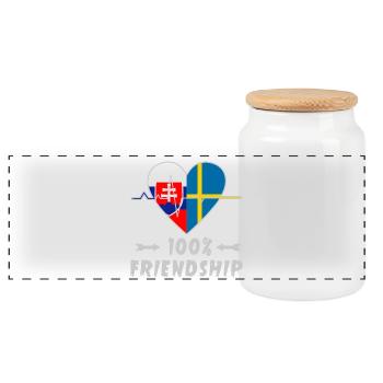 Slowakei und Schweden 100% Freundschaft - Panorama Keksdose mit Holzdeckel - Weiß - Vorne
